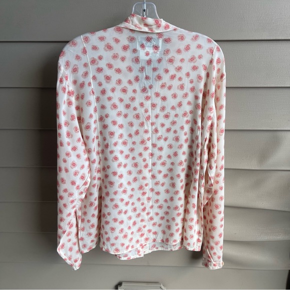 FLAX Floral Blouse Women’s Size Small Button Front Rayon Lagenlook Cottagecore - Picture 2 of 7